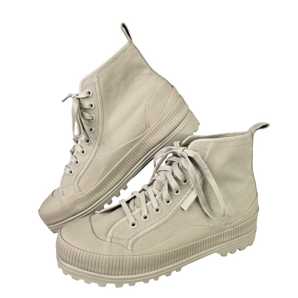 Womens Superga Beige Canvas Alpina High Top Platform Sneakers Lace Up Size 9